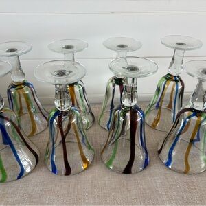 Italian Vintage Glass Glassware. Hardly used set of 9 glasses.